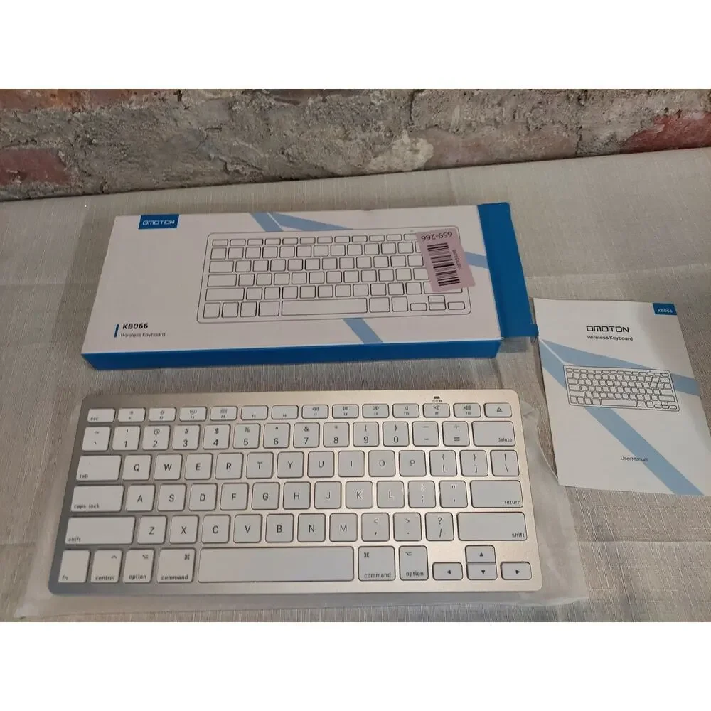 OMOTON Wireless Keyboard KB066 Bluetooth Slim Windows Mac iOS Android Silver